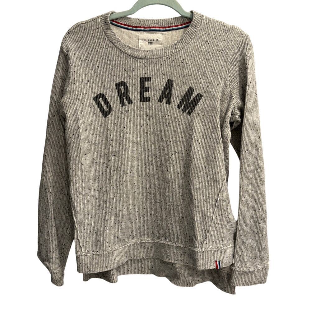 Sol Angeles Size Small Gray Thermal Waffle Weave Sweatshirt DREAM